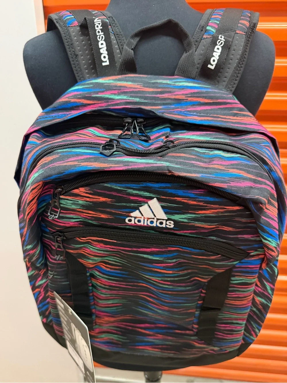 NWT Adidas Excel ||| Black Multicolor Wave-Stripe Backpack